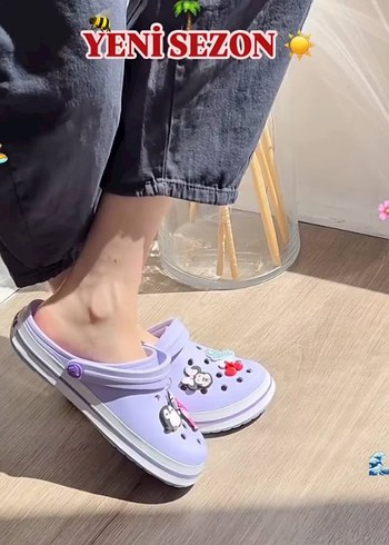 Crocs Mor Crocs Kız Terlikleri Velcro Bantlı