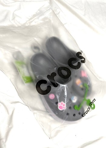 36 Beden gri Renk Crocs Gri Kadın Terlikler Velcro Detaylı