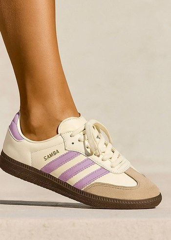 Bej Lila Bağcıklı Wedge Topuk Spor Ayakkabı