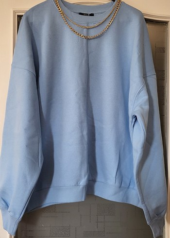 BARSHKAB Zincir Detaylı Mavi Oversize Sweatshirt