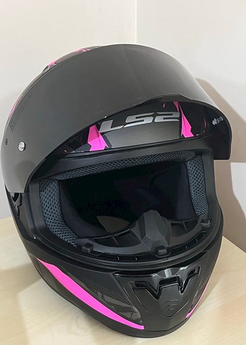Renkli Baskılı Pembe LS2 Biker Kask - Görsel 4