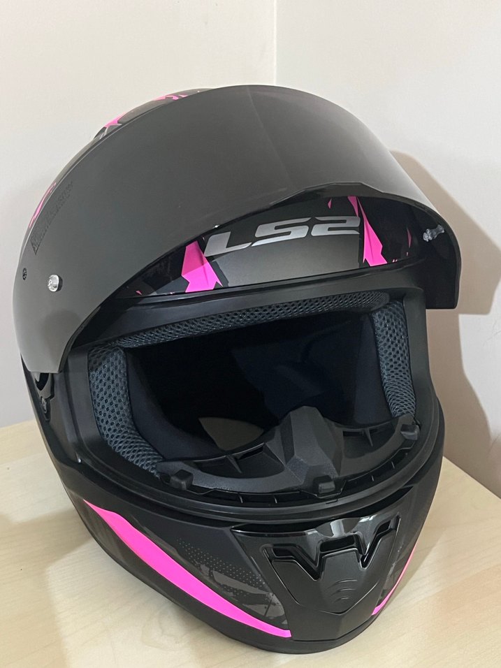 Renkli Baskılı Pembe LS2 Biker Kask - Görsel 4