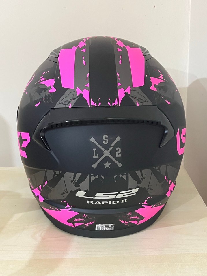 Renkli Baskılı Pembe LS2 Biker Kask - Görsel 3