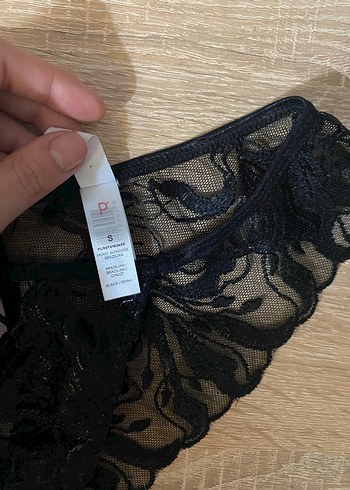 s Beden siyah Renk Nakışlı Siyah Gotik Mini İç Çamaşırı