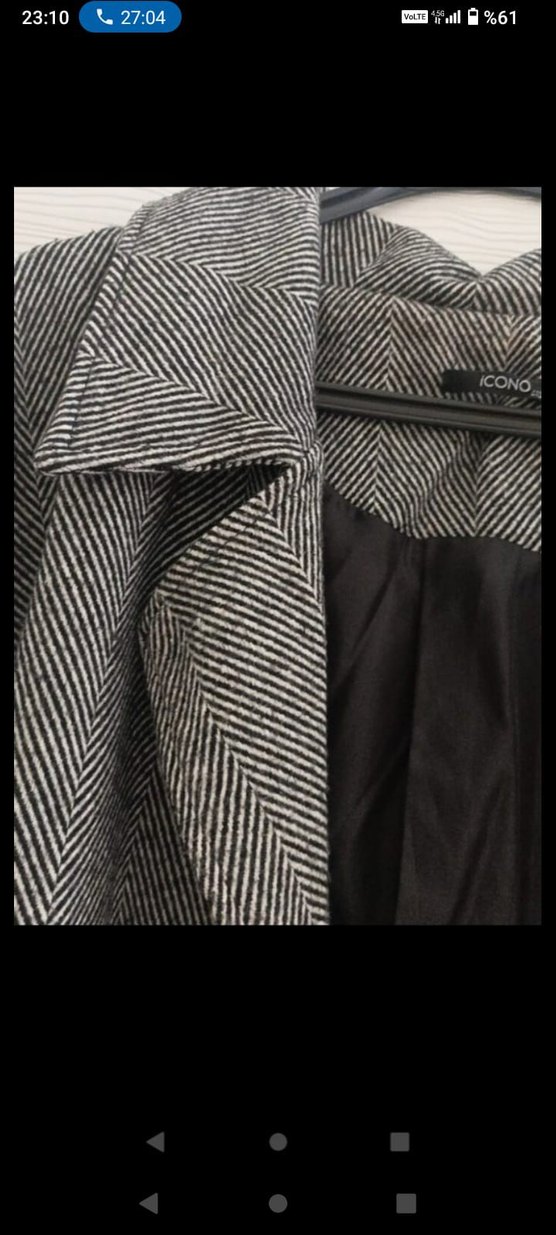 Gri Çift Düğmeli Kaban - Görsel 2