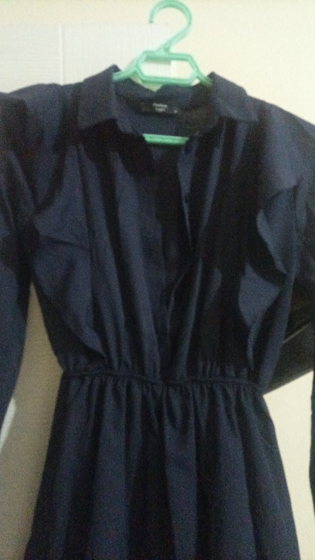 Uzun Kollu lacivert KısaElbise - Görsel 2