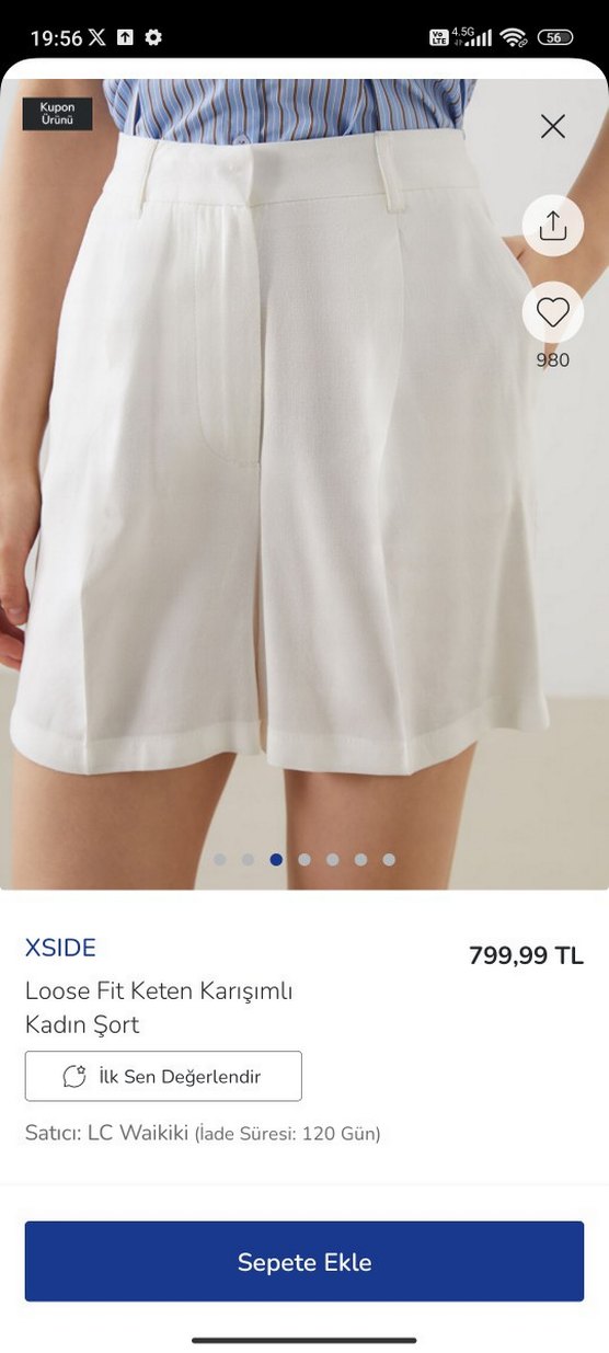 XSIDE Beyaz Kadın Mini Keten Şort - Görsel 2