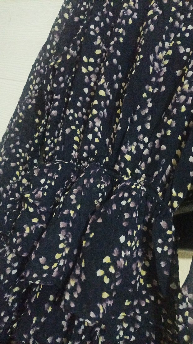 Uzun Kollu Lacivert Robalı Kadın Elbise - Görsel 2