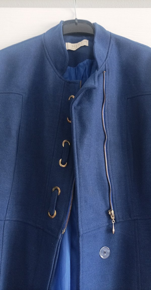 Düğmeli Lacivert Kadın Uzun Boy Kaban - Görsel 2