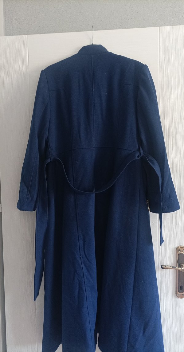 Düğmeli Lacivert Kadın Uzun Boy Kaban - Görsel 4