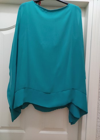 Turkuaz Drapeli Uzun Kollu Kadın Bluz - Görsel 2