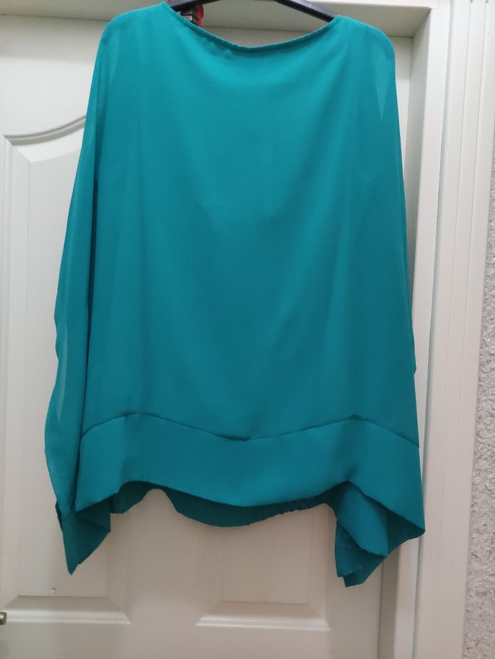 Turkuaz Drapeli Uzun Kollu Kadın Bluz - Görsel 2