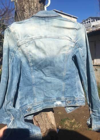 Düğmeli Kadın Mavi Kot Ceket - Görsel 3