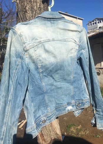 Düğmeli Kadın Mavi Kot Ceket - Görsel 2