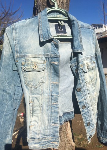 Düğmeli Kadın Mavi Kot Ceket - Görsel 6