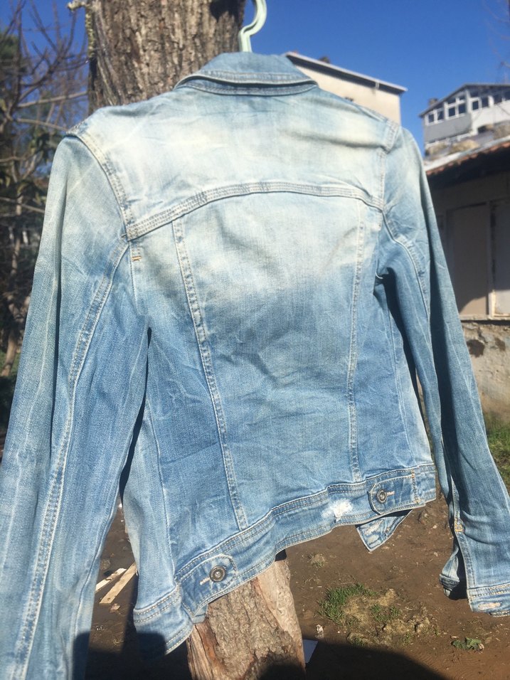 Düğmeli Kadın Mavi Kot Ceket - Görsel 2