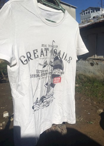 Beyaz Baskılı Erkek Tişört - Görsel 5