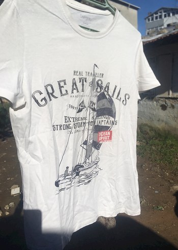 Beyaz Baskılı Erkek Tişört - Görsel 2