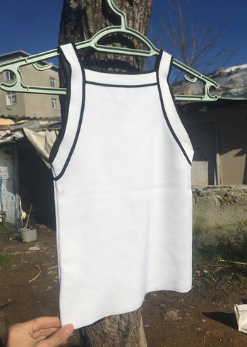 Beyaz Mini Tşört , Yüksek Yakalı, Spor - Görsel 3