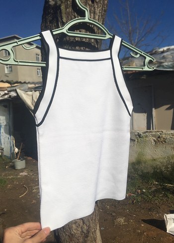 Beyaz Mini Tşört , Yüksek Yakalı, Spor - Görsel 7