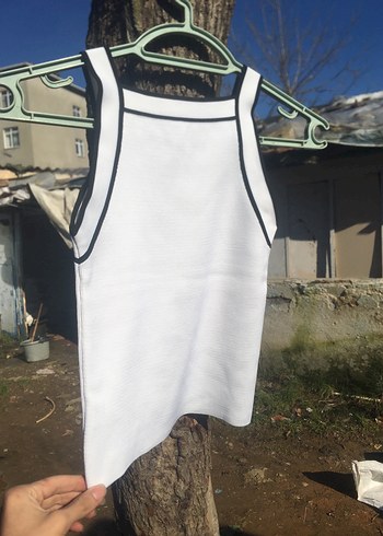 Beyaz Mini Tşört , Yüksek Yakalı, Spor - Görsel 5