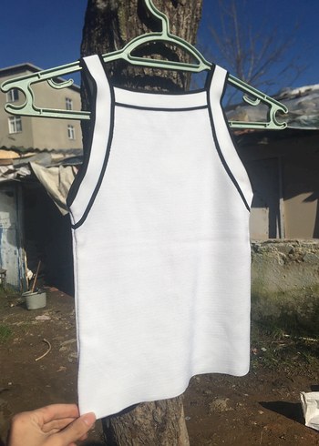 Beyaz Mini Tşört , Yüksek Yakalı, Spor - Görsel 4