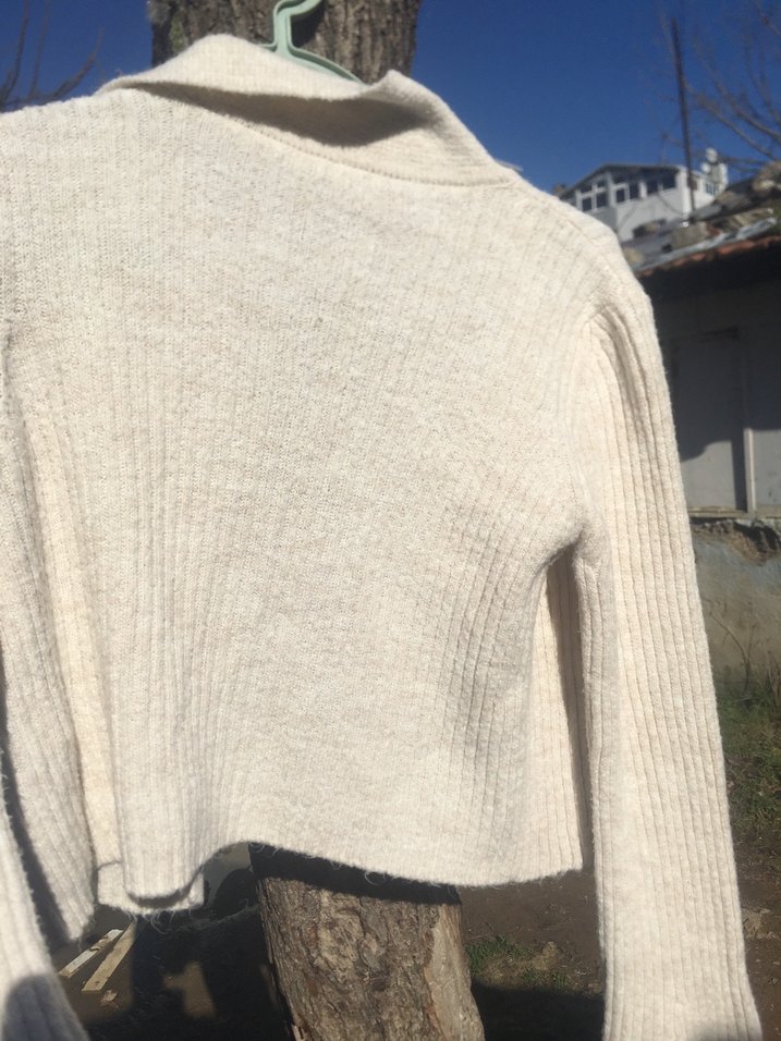 Bej Örgü Midi Hırka - Görsel 4