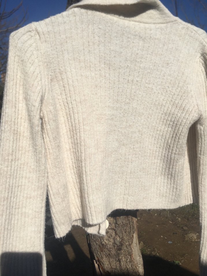 Bej Örgü Midi Hırka - Görsel 2