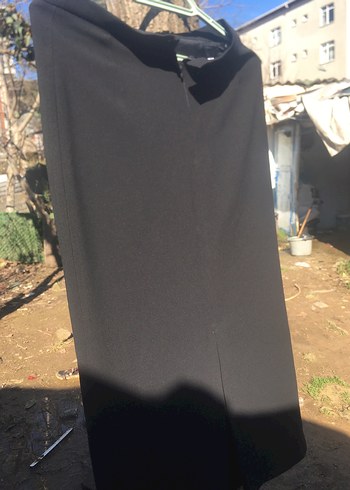 Düğmeli Siyah Midi Kadın Blazer Ceket ve etek takım - Görsel 8