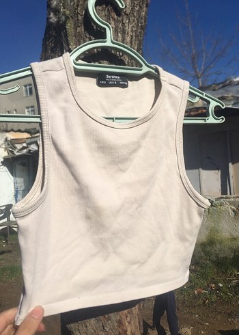 Bershka Beyaz Kadın İnce Crop Atlet - Görsel 4