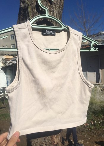 Bershka Beyaz Kadın İnce Crop Atlet - Görsel 6