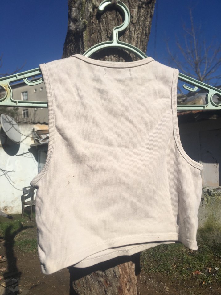 Bershka Beyaz Kadın İnce Crop Atlet - Görsel 5