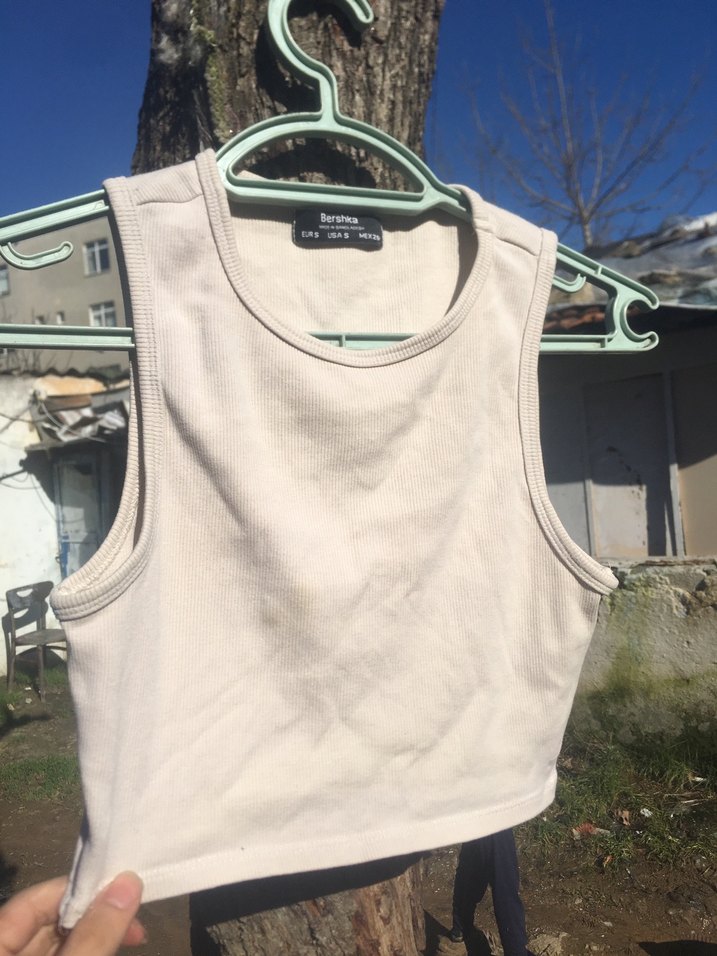 Bershka Beyaz Kadın İnce Crop Atlet - Görsel 4