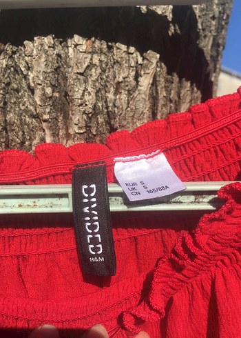 Kırmızı Uzun Kollu Mini Keten Bluz - Görsel 3