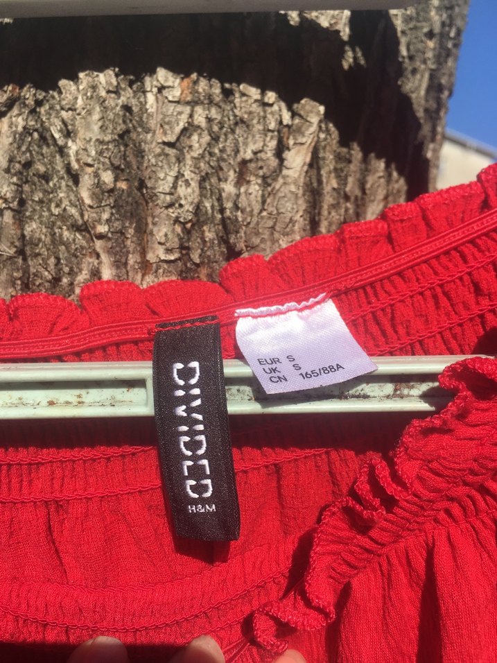 Kırmızı Uzun Kollu Mini Keten Bluz - Görsel 3