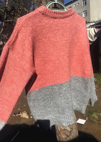 Rahat Kesim Renk Bloklu Kadın Triko Kazak - Görsel 2