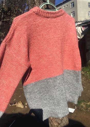 Rahat Kesim Renk Bloklu Kadın Triko Kazak - Görsel 5