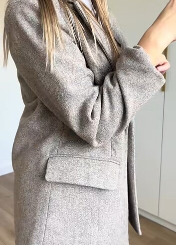 m Beden camel Renk Zara balıksırtı yün blazer ceket