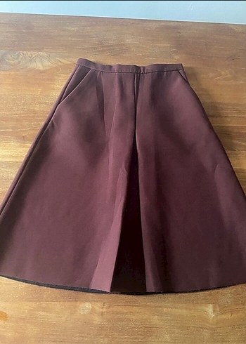 Bordo Midi Piliseli Kadın Etek