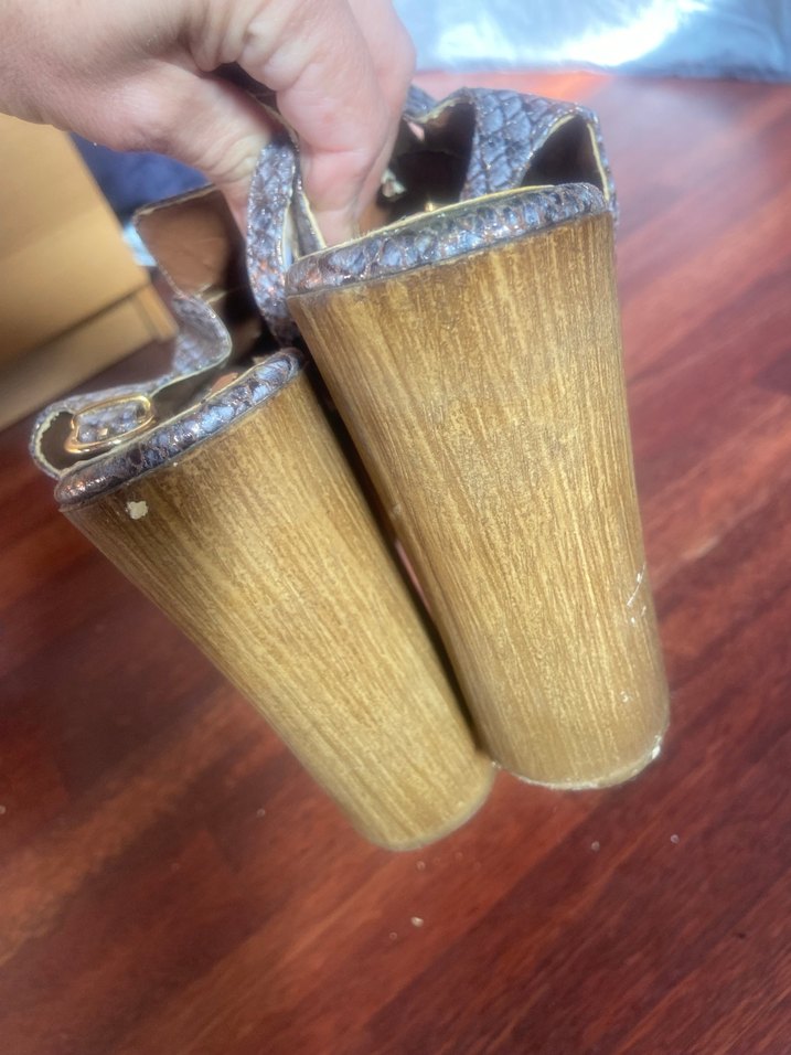 Yılan Desenli Dolgu Topuklu ayakkabi - Görsel 4