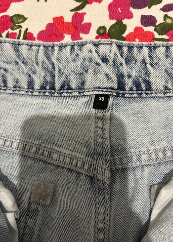 38 Beden beyaz Renk Trendyol & Milla Beyaz Loose Fit Midi Denim Jean