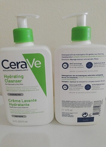 2 ADET CERAVE NEMLENDİRİCİ TEMİZLEYİCİ JEL 