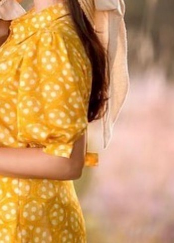 Sarı Puantiyeli Midi Bohem kemerli Elbise - Görsel 5