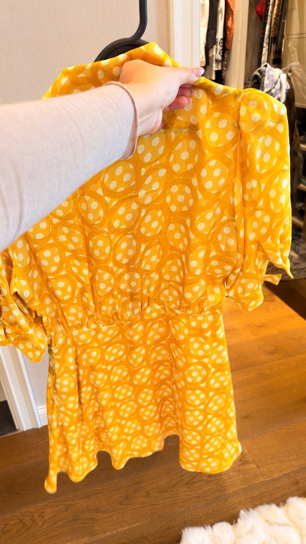 Sarı Puantiyeli Midi Bohem kemerli Elbise - Görsel 4