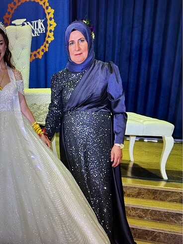 50 Beden lacivert Renk SATEN TESETTÜR ABİYE