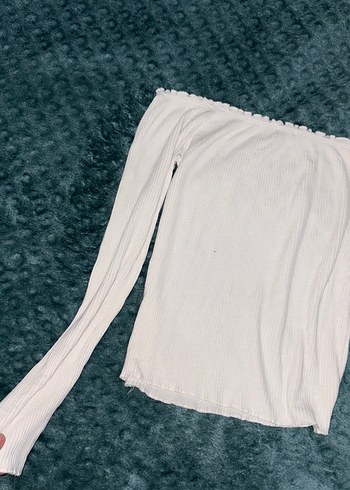 Beyaz Uzun Kollu Kayık Yaka Triko Kadın Kazak - Görsel 2