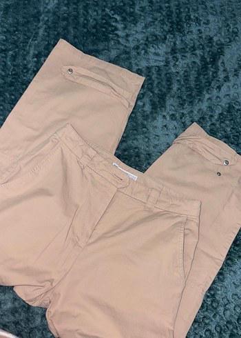 Bej Kadın Rahat Kesim Midi Pamuk Pantolon - Görsel 2