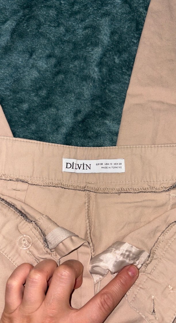 Bej Kadın Rahat Kesim Midi Pamuk Pantolon - Görsel 4