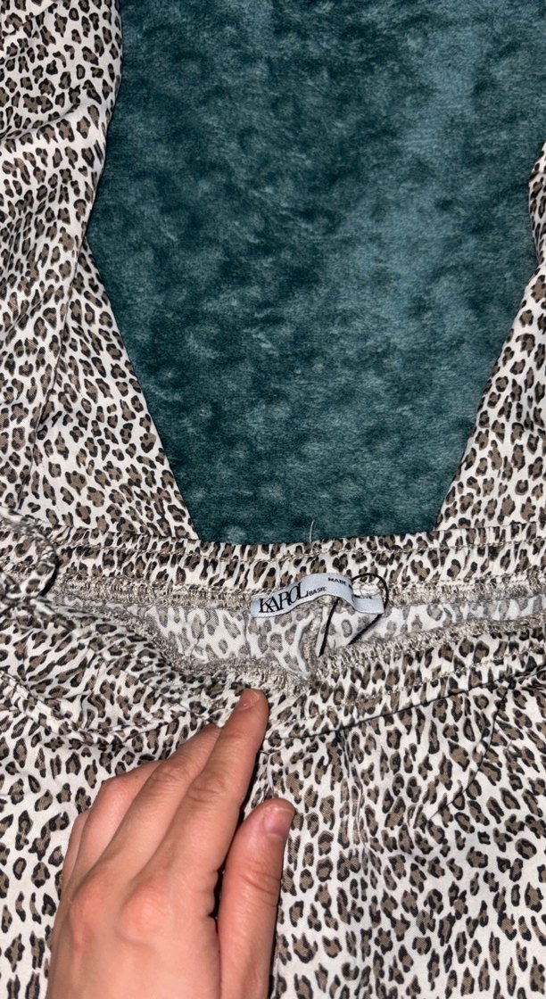 Kadın Leopar Desenli Suni Kürklü Bol Kesim Pantolon - Görsel 2