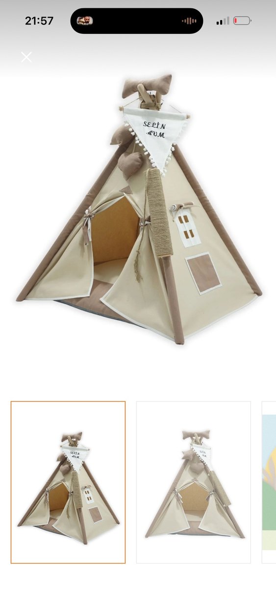 Pastel Kahverengi Kedi Çadırı - Görsel 3